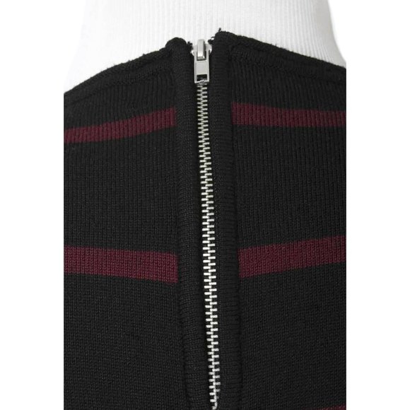 🍍VERVE AMI Black Striped Exposed Zipper Sweater - Picture 4 of 5